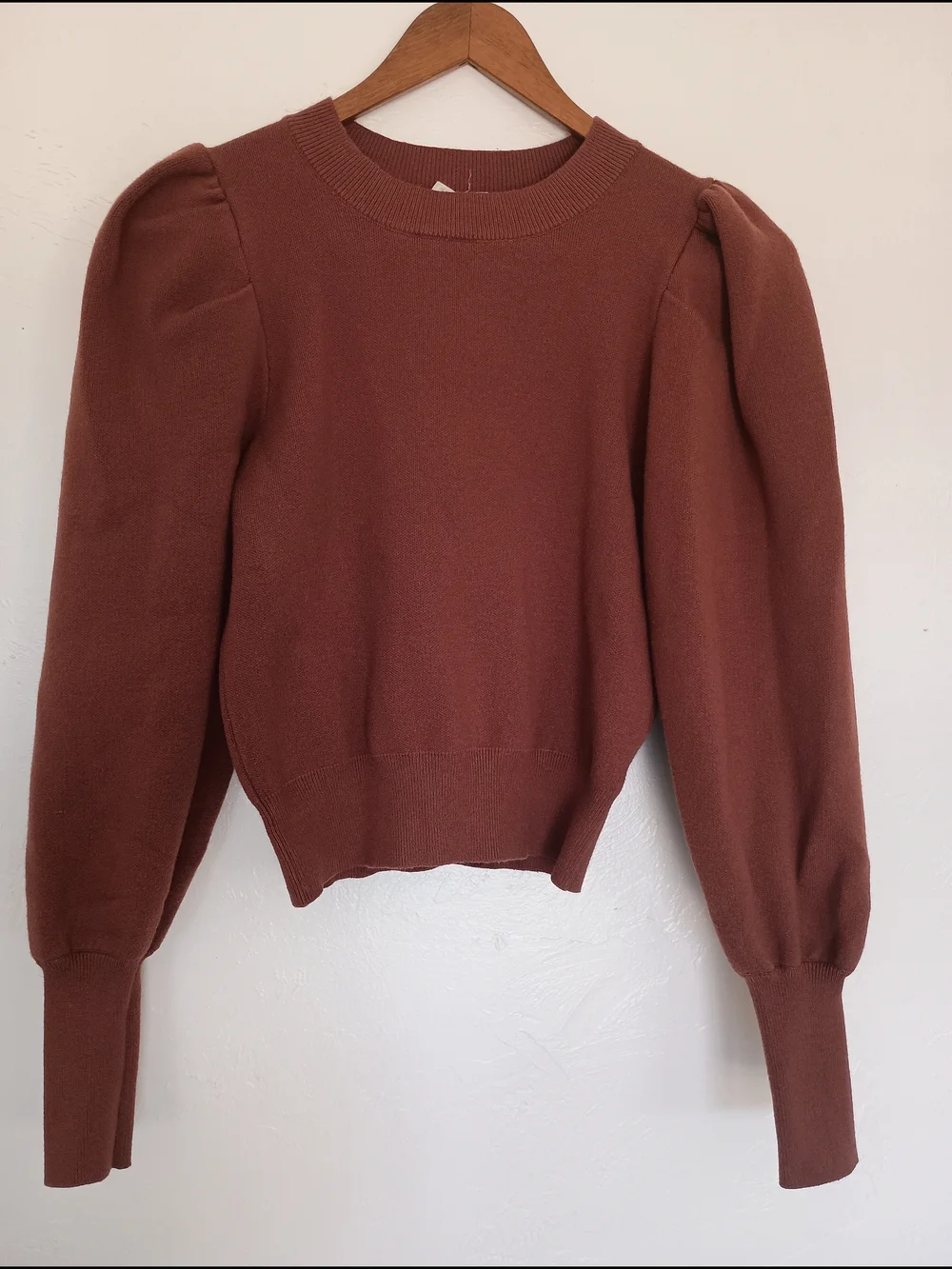 DownEast Brick Red Ribbed Crew Sweater